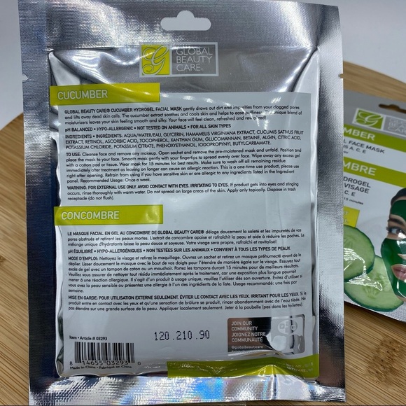 2 - Global Beauty Care | Cucumber Hydrogel Face Masks - Picture 8 of 11